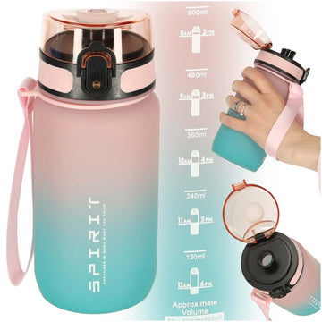 Bidon sportowy 600 ml BPA FREE z ustnikiem — różowo-niebieski