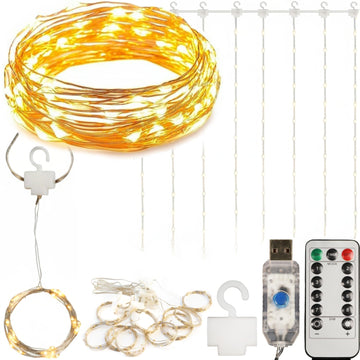 Kurtyna świetlna 300 LED 3 × 3 m – ciepła biel