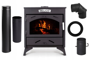 Piec stalowy HELIOS 9,6 kW + zestaw rur