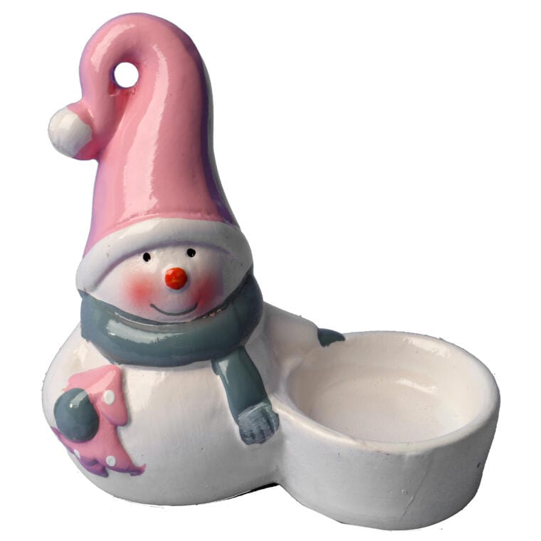Ceramiczny bałwan ze świecznikiem na tealight