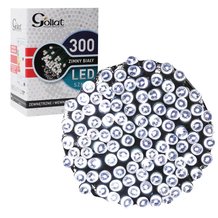 Lampki choinkowe 300 LED IP44 zimna biel