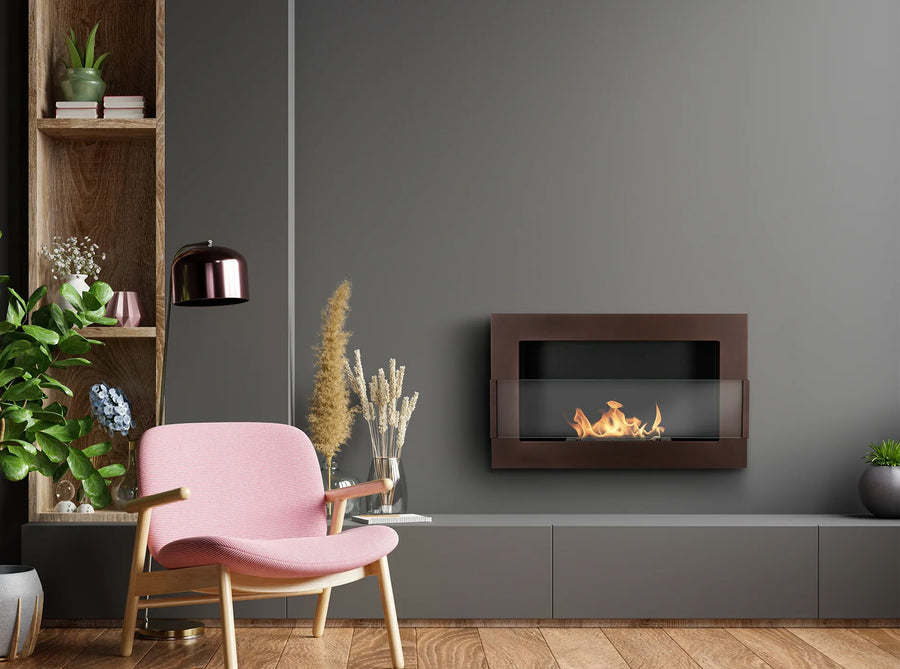 Biokominek wiszący z szybą 650 × 400 – brąz