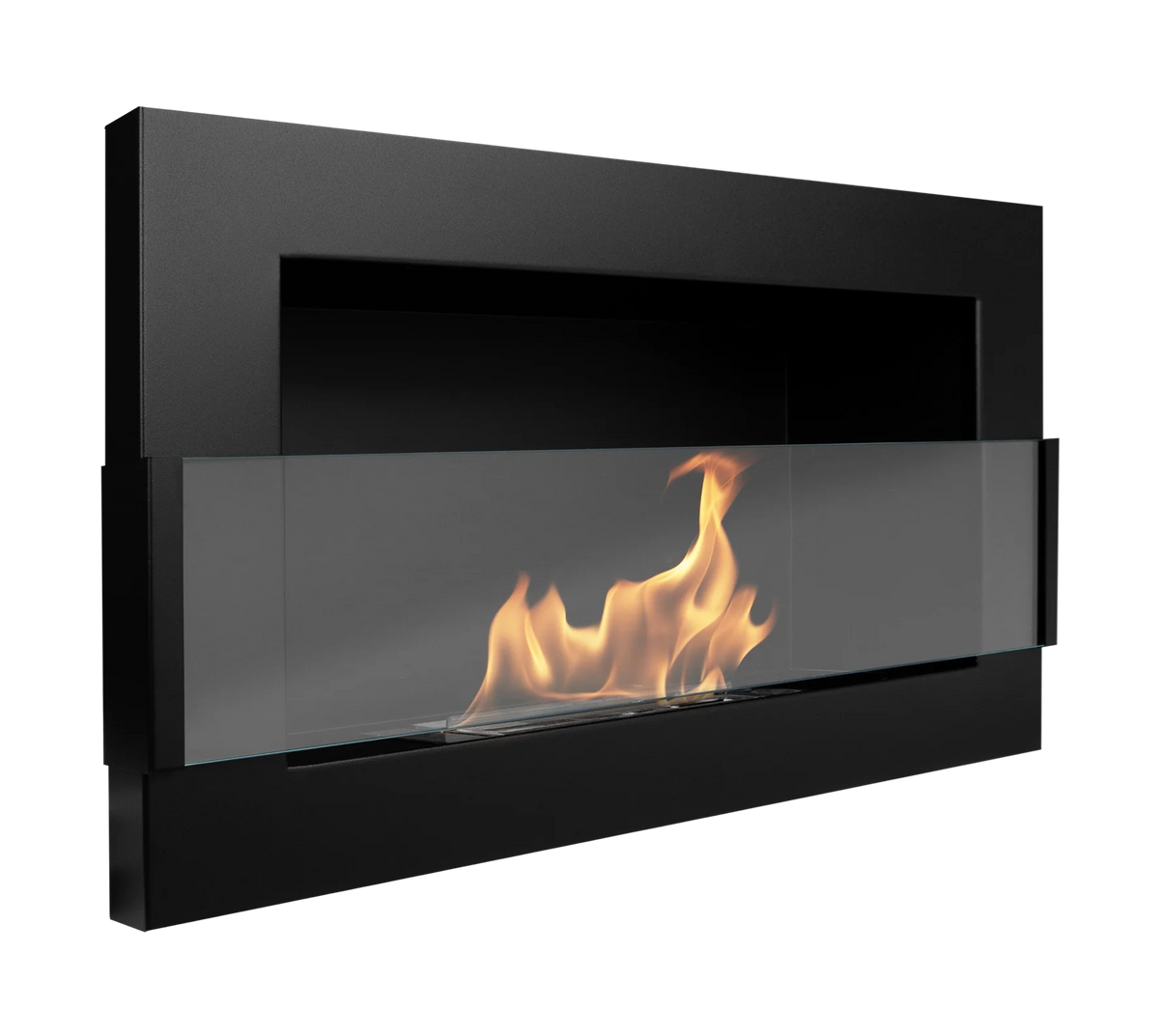 Biokominek wiszący 650 × 400 z szybą – czarny mat