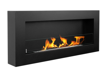 Biokominek wiszący 900 × 400 Box z szybą – czarny mat