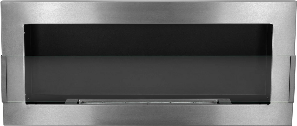 Biokominek wiszący z szybą 900x400 inox – ujęcie produktu producenta