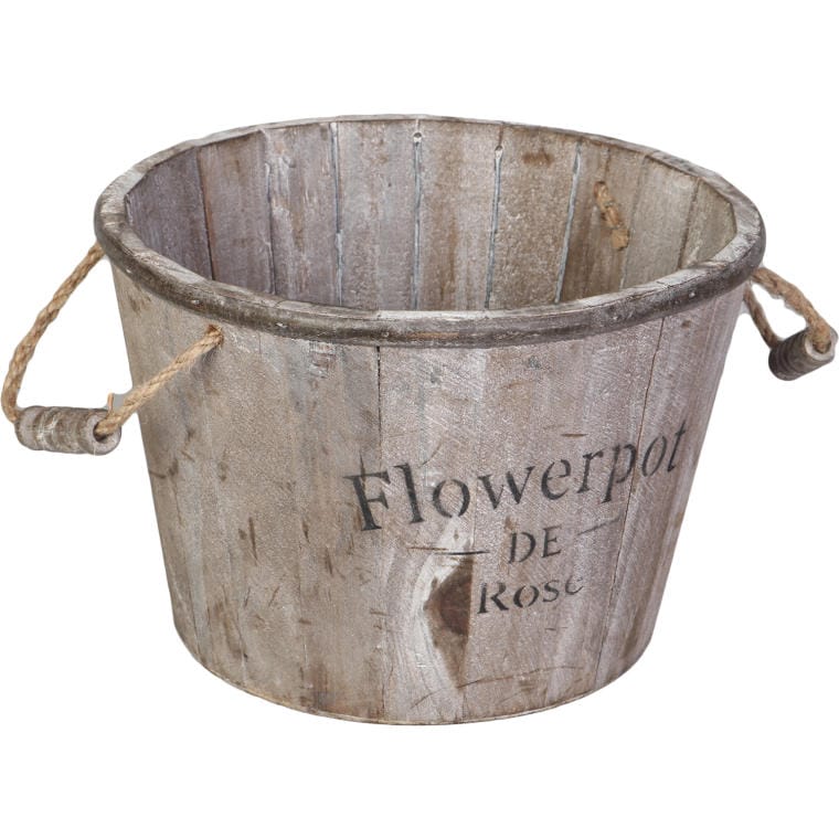 Brązowe drewniane wiaderko dekoracyjne 22 na 15 cm