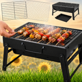 Grill turystyczny składany 35x27x20 cm czarny – z rusztami i tacką