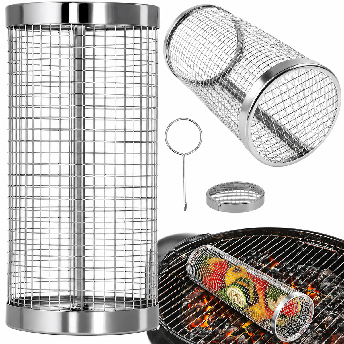 Stalowy koszyk grillowy 21 na 10 cm