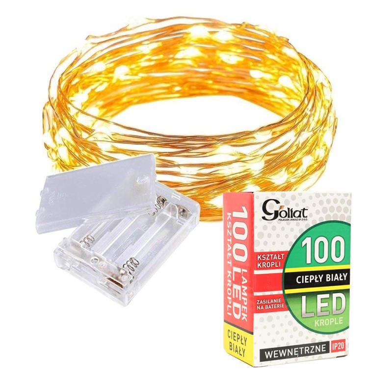Girlanda 100 LED na drucie ciepła biel