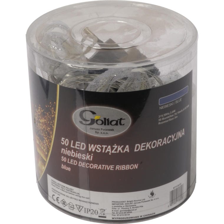 Niebieska wstążka dekoracyjna 50 LED 3 m