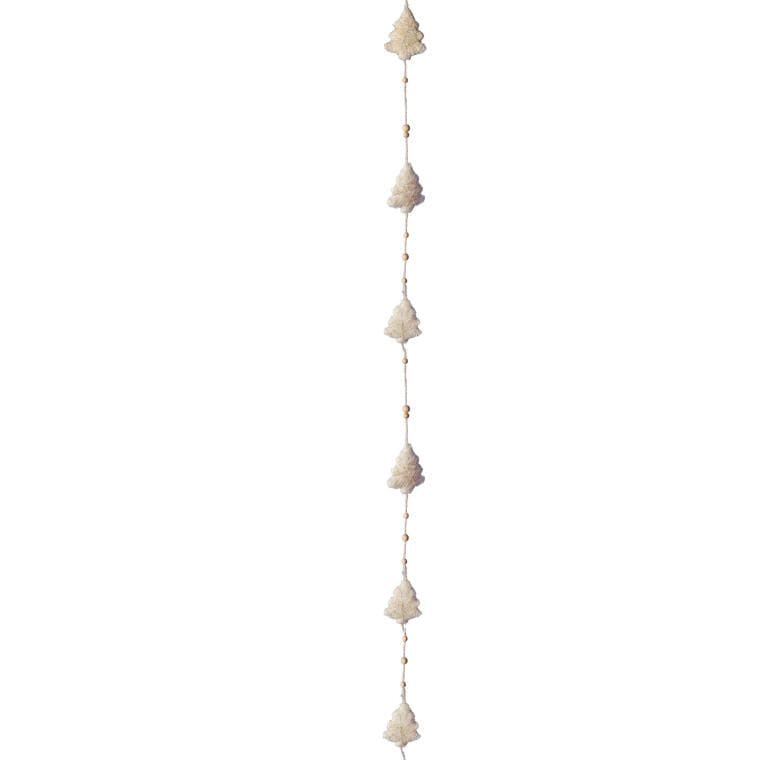 Kremowa girlanda z choinkami 136 cm