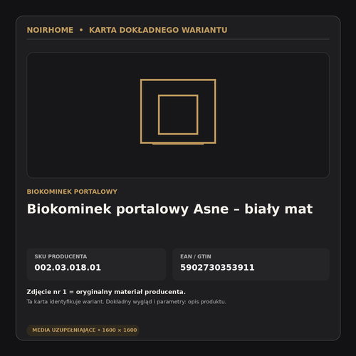 Biokominek portalowy Asne – karta dokładnego wariantu SKU 002.03.018.01