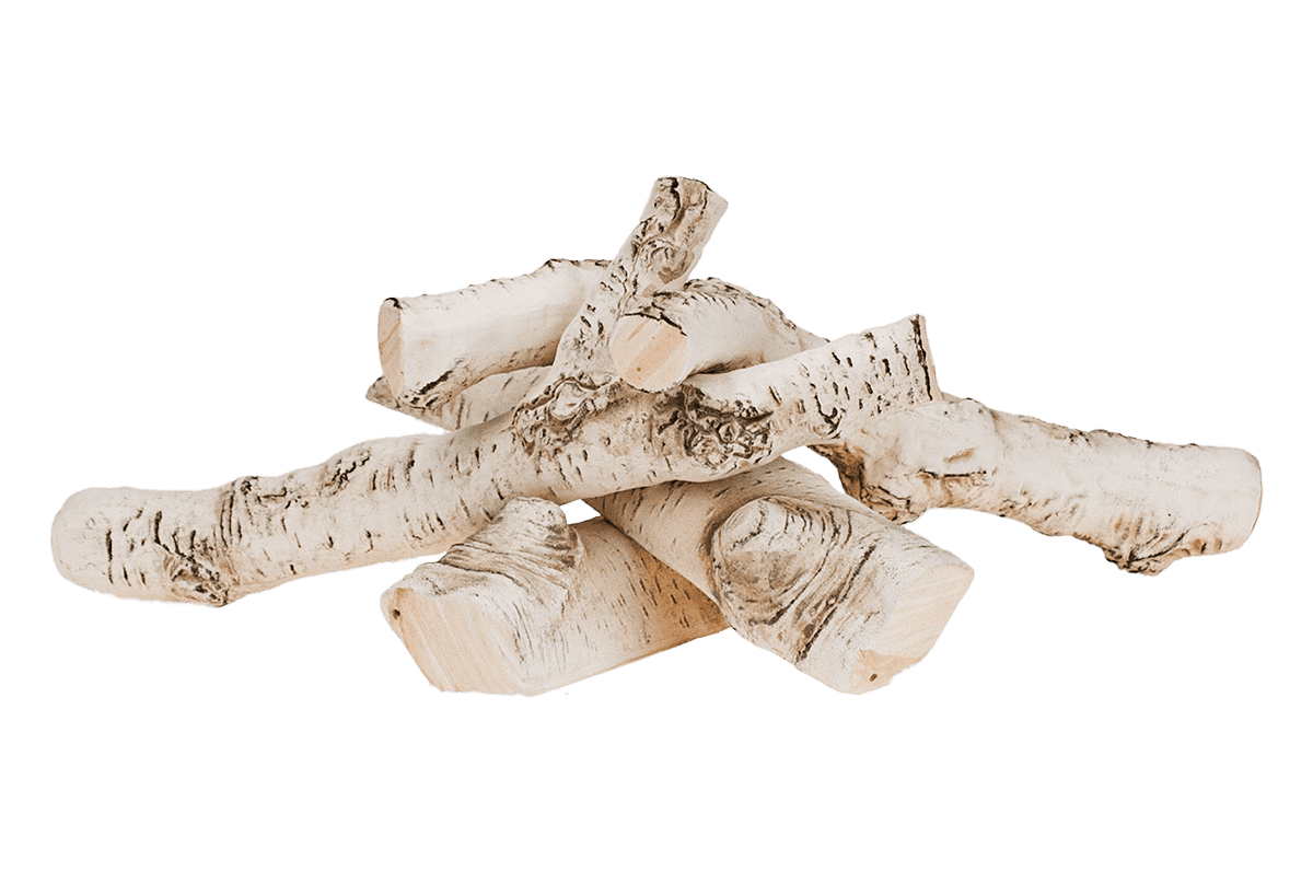 Polana ceramiczne Brzoza do biokominka – zestaw