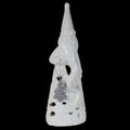 Biały ceramiczny lampion Mikołaj z choinką 23,5 cm
