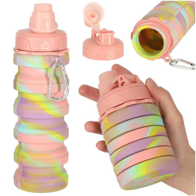 Składany bidon silikonowy 500 ml BPA FREE — tęczowy — zdjęcie 1
