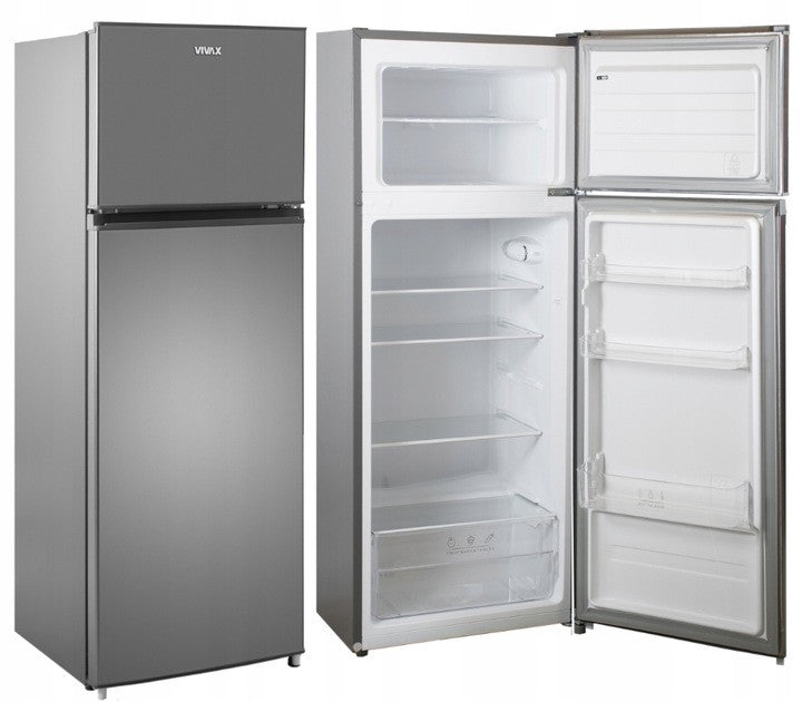 Lodówka Wolnostojąca 143 cm 204L INOX Chłodziarko Zamrażarka Vivax DD-207 — zdjęcie 4
