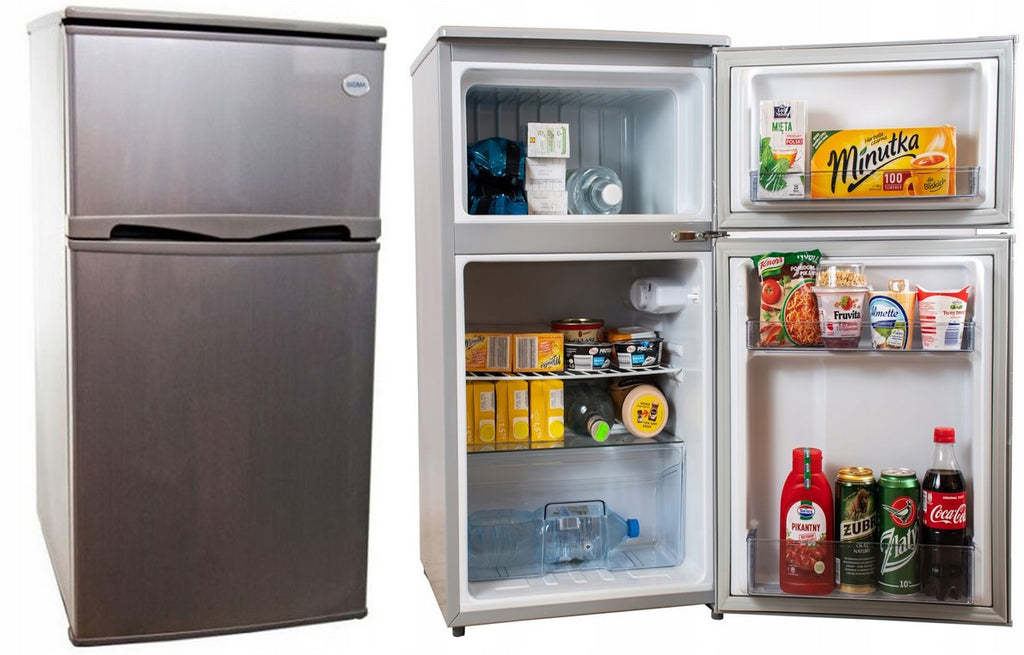 Mała lodówka z zamrażalnikiem 89L 85cm INOX OUTLET