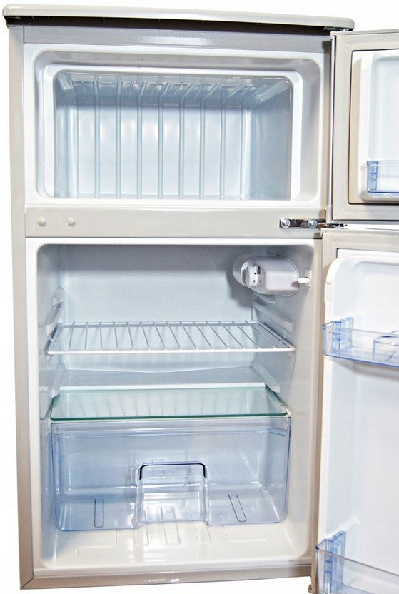 Mała lodówka z zamrażalnikiem 89L 85cm INOX OUTLET
