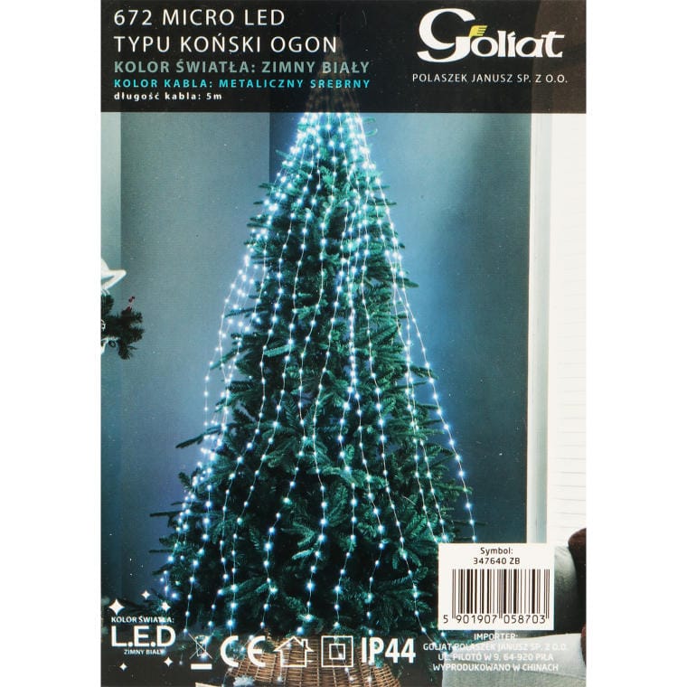 Lampki dekoracyjne 672 LED 5 m – zimna biel — oryginalna fotografia dokładnego wariantu Goliat 347640 ZB, ujęcie 3