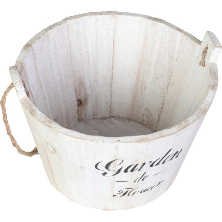Białe drewniane wiaderko Garden Goliat A-1213A, 15 × 22 cm — widok wnętrza jednej sztuki