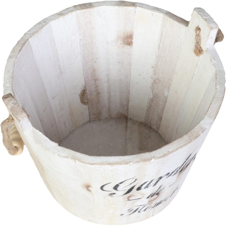 Białe drewniane wiaderko Garden Goliat A-1213B, 14 × 19 cm — widok wnętrza jednej sztuki