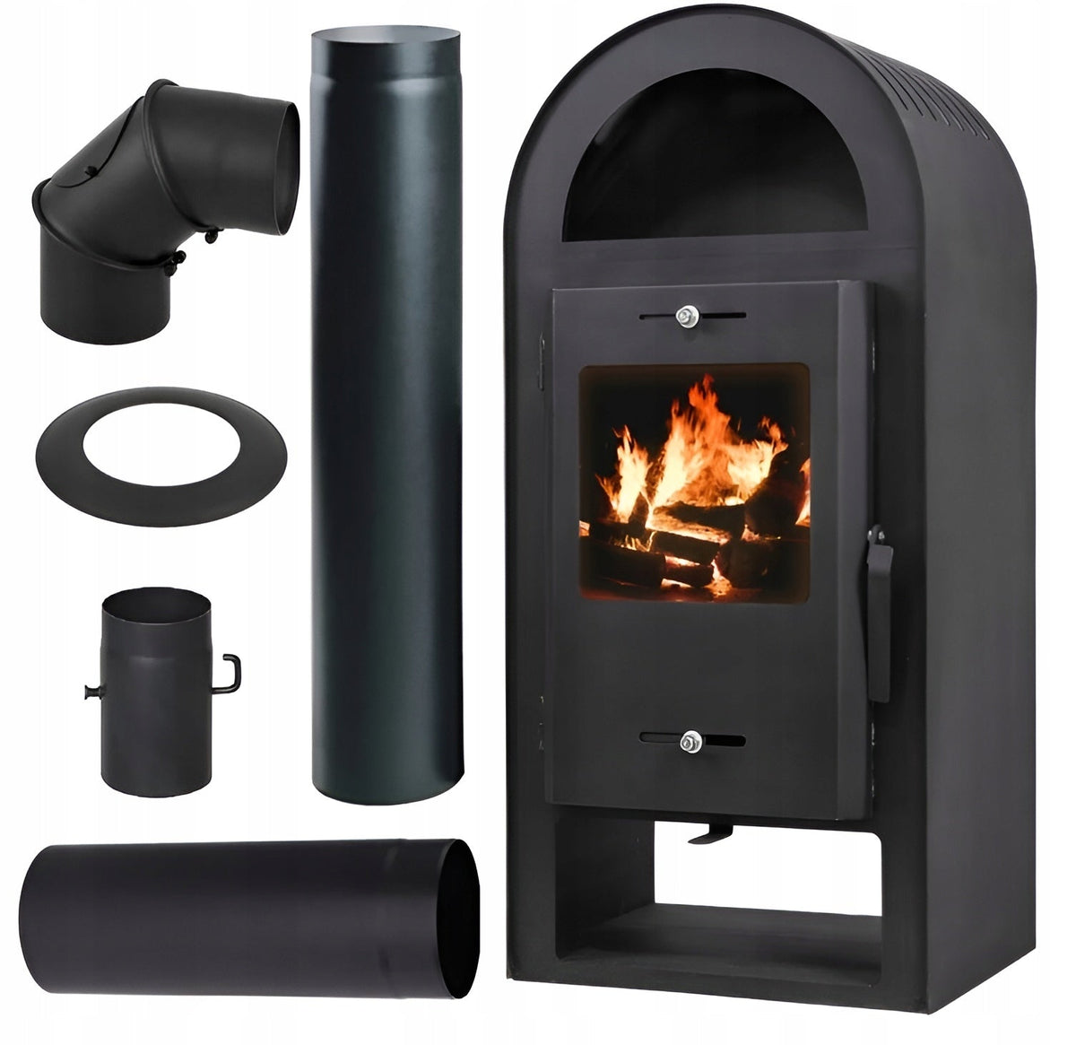 Piec stalowy HADES 6,8 kW z zestawem rur – NOIRHOME