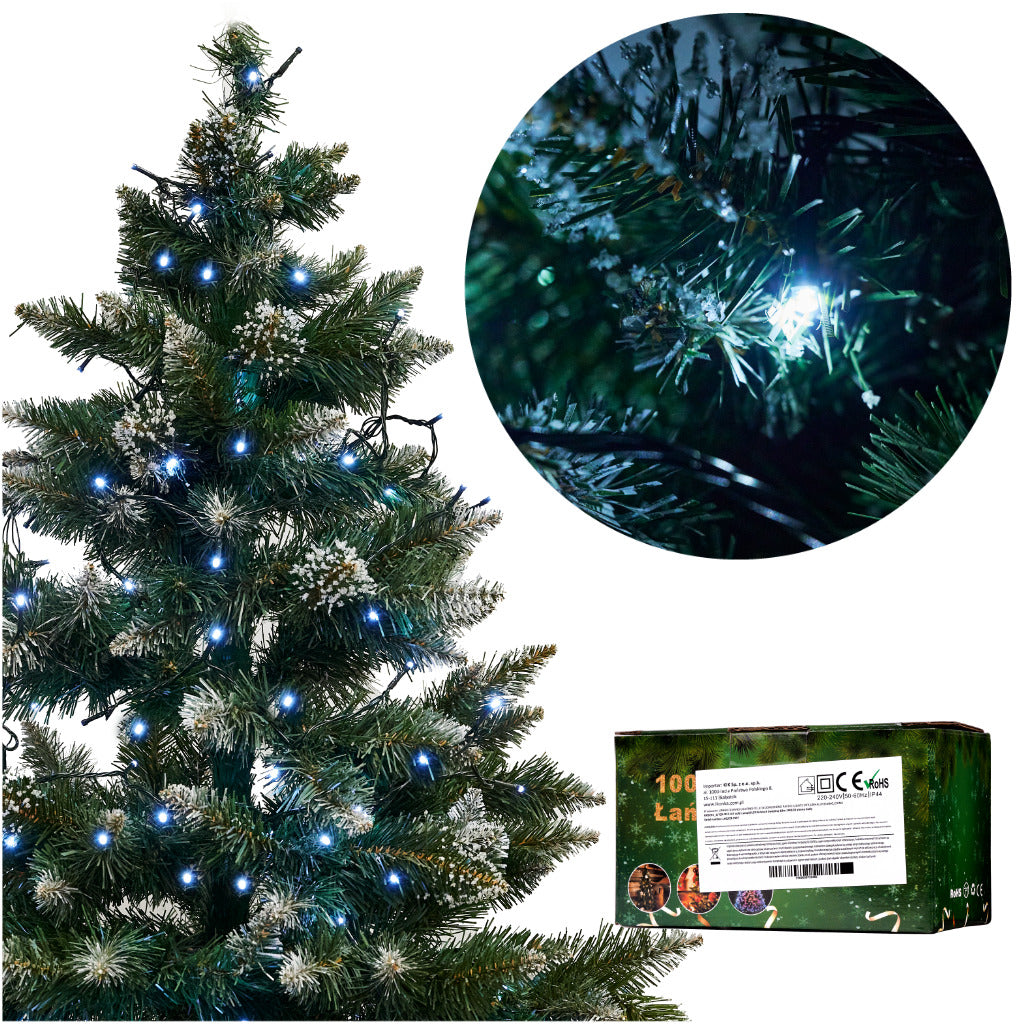 Lampki choinkowe LED 10 m 100 diod zimna biel — zdjęcie 1