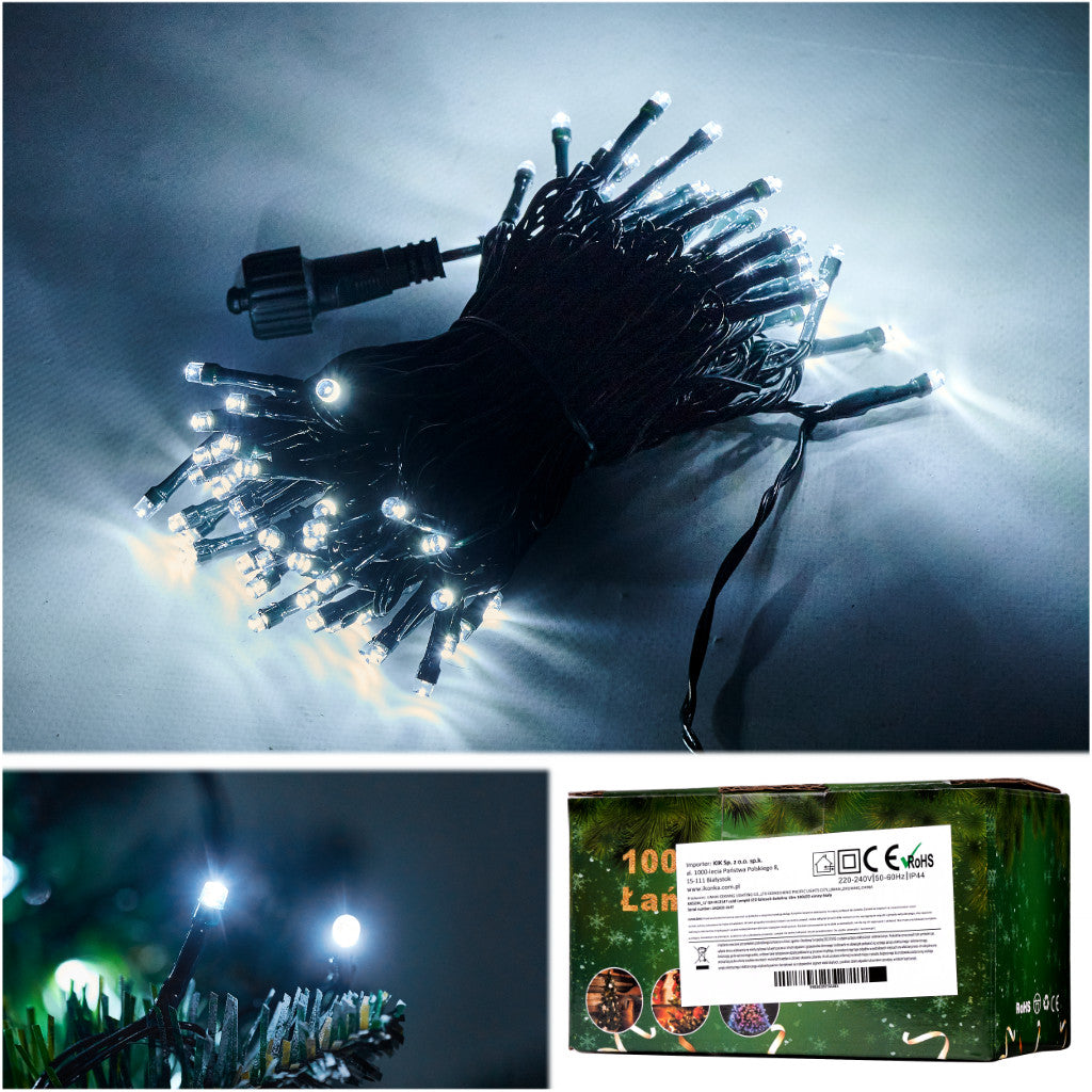 Lampki choinkowe LED 10 m 100 diod zimna biel — zdjęcie 2