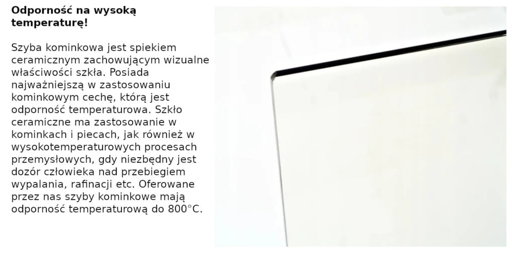 Szyba kominkowa żaroodporna 59 × 38 cm, grubość 4 mm – widok produktu