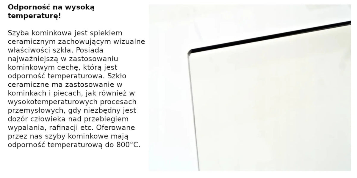 Szyba kominkowa żaroodporna 59 × 38 cm, grubość 4 mm – widok produktu
