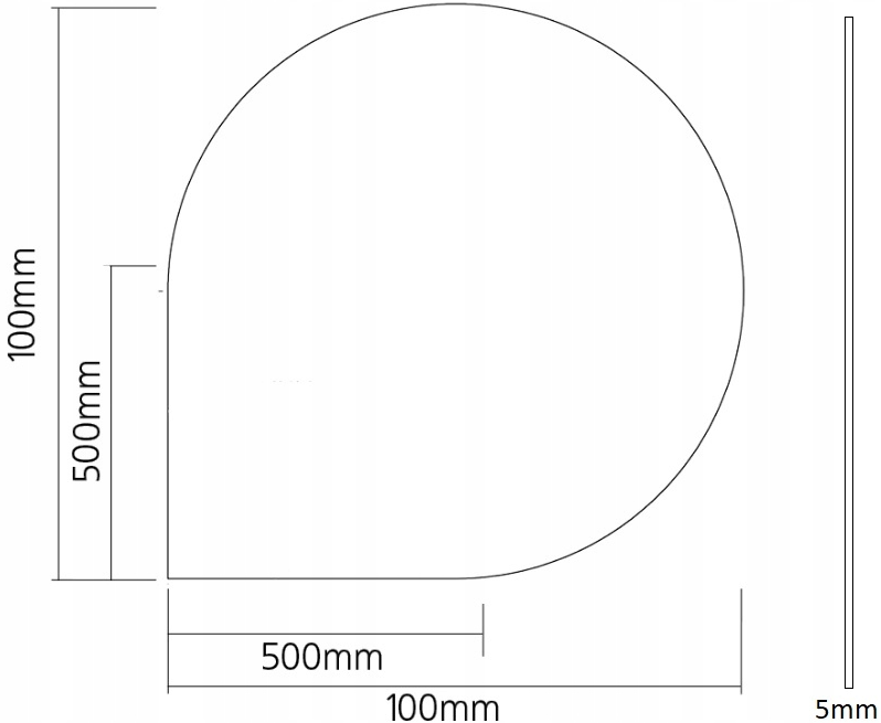 Szyba podstawa hartowana pod kominek 100 x 100 łza — zdjęcie 3