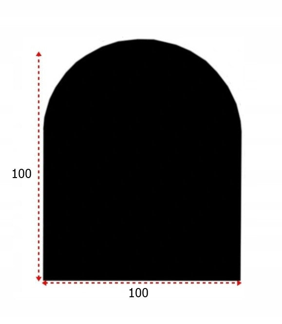 Czarna podstawa szklana hartowana pod kominek 100 × 100 cm – łuk