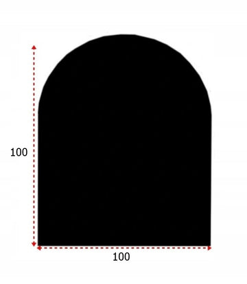 Czarna podstawa szklana hartowana pod kominek 100 × 100 cm – łuk