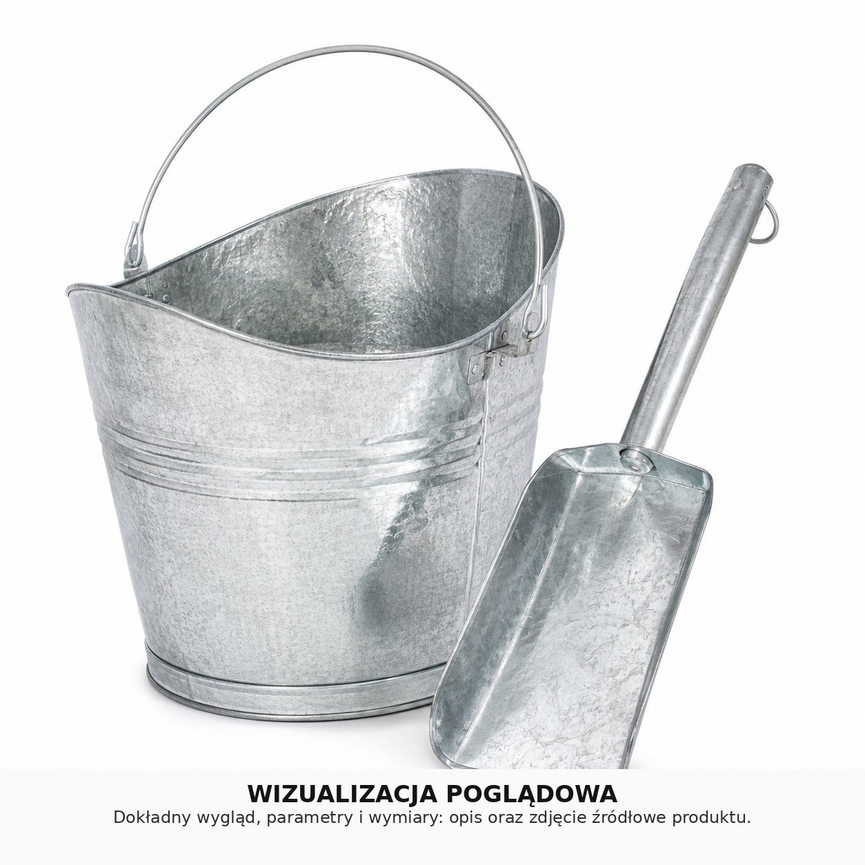 Węglarka ocynkowana i łopatka – wizualizacja poglądowa, parametry w opisie produktu